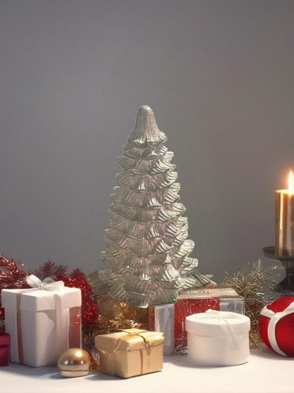 Miniature Ceramic Christmas Tree Metallic Gold Holiday Decor Handcrafted Festive Ornament Modern Christmas Table Centerpiece Gift Idea