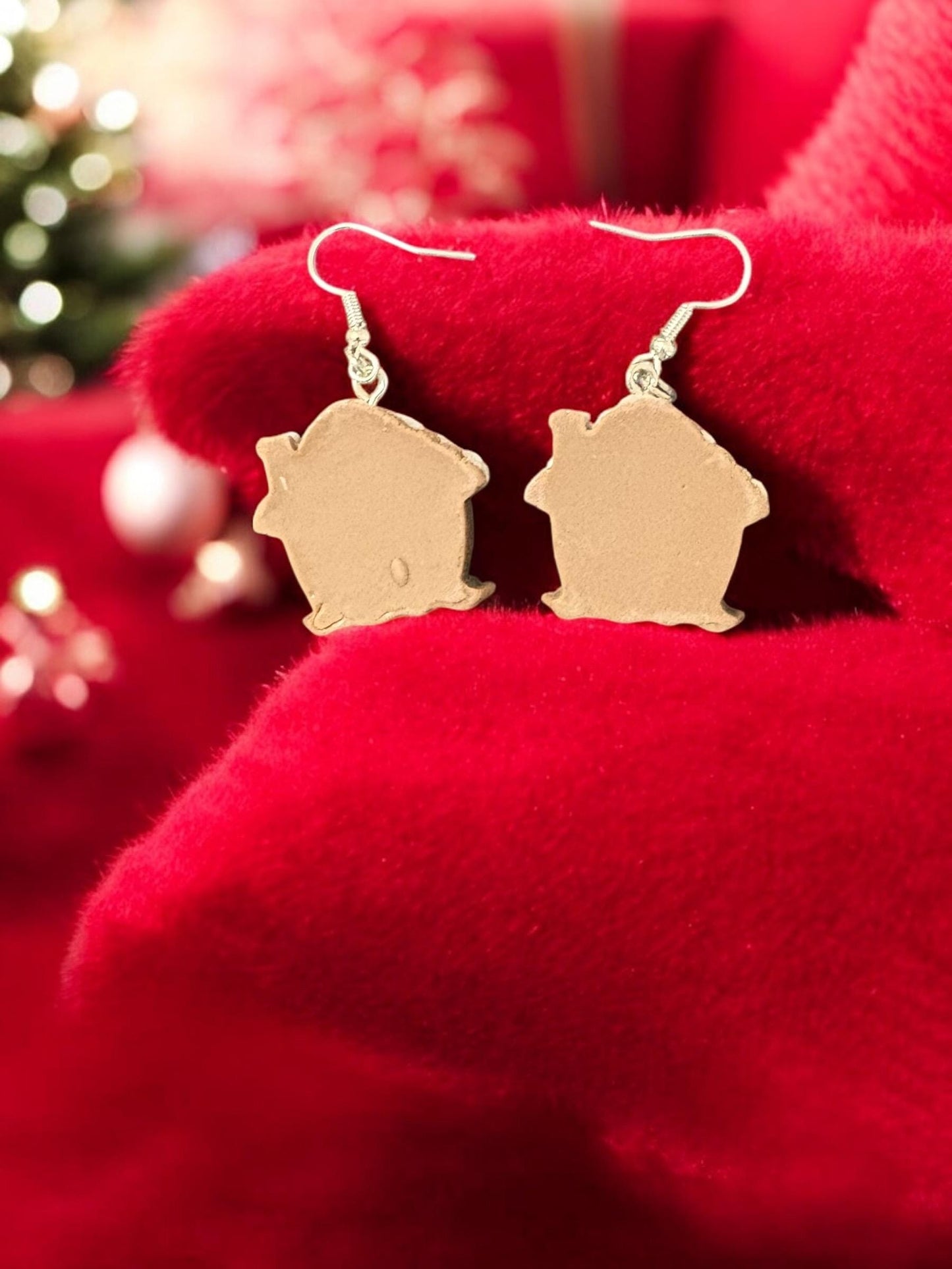 Gingerbread House Christmas Earrings Festive Holiday Jewelry Cute Handmade Christmas Gift Winter Wonderland Earrings Xmas Accessory