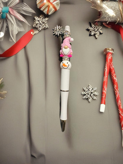 Cute Christmas Gnome Pen Holiday Ballpoint Pen Festive Red Pink Pens with Charms Kawaii Christmas Stationery Gift Sold Separately