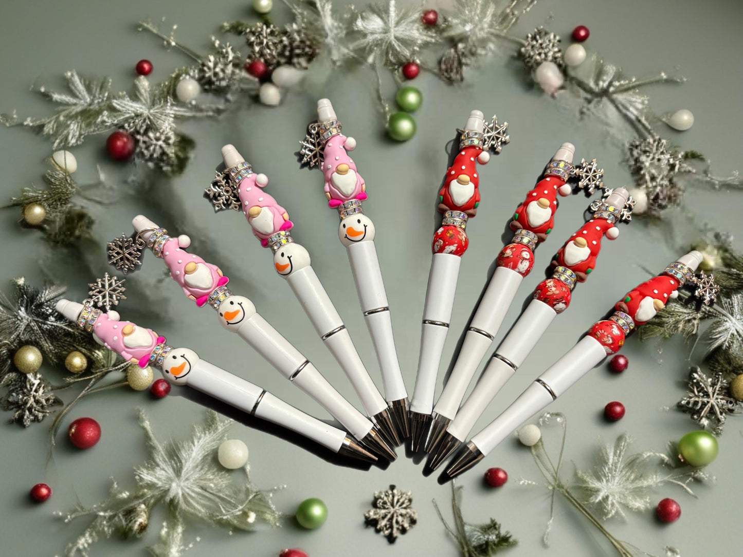 Cute Christmas Gnome Pen Holiday Ballpoint Pen Festive Red Pink Pens with Charms Kawaii Christmas Stationery Gift Sold Separately