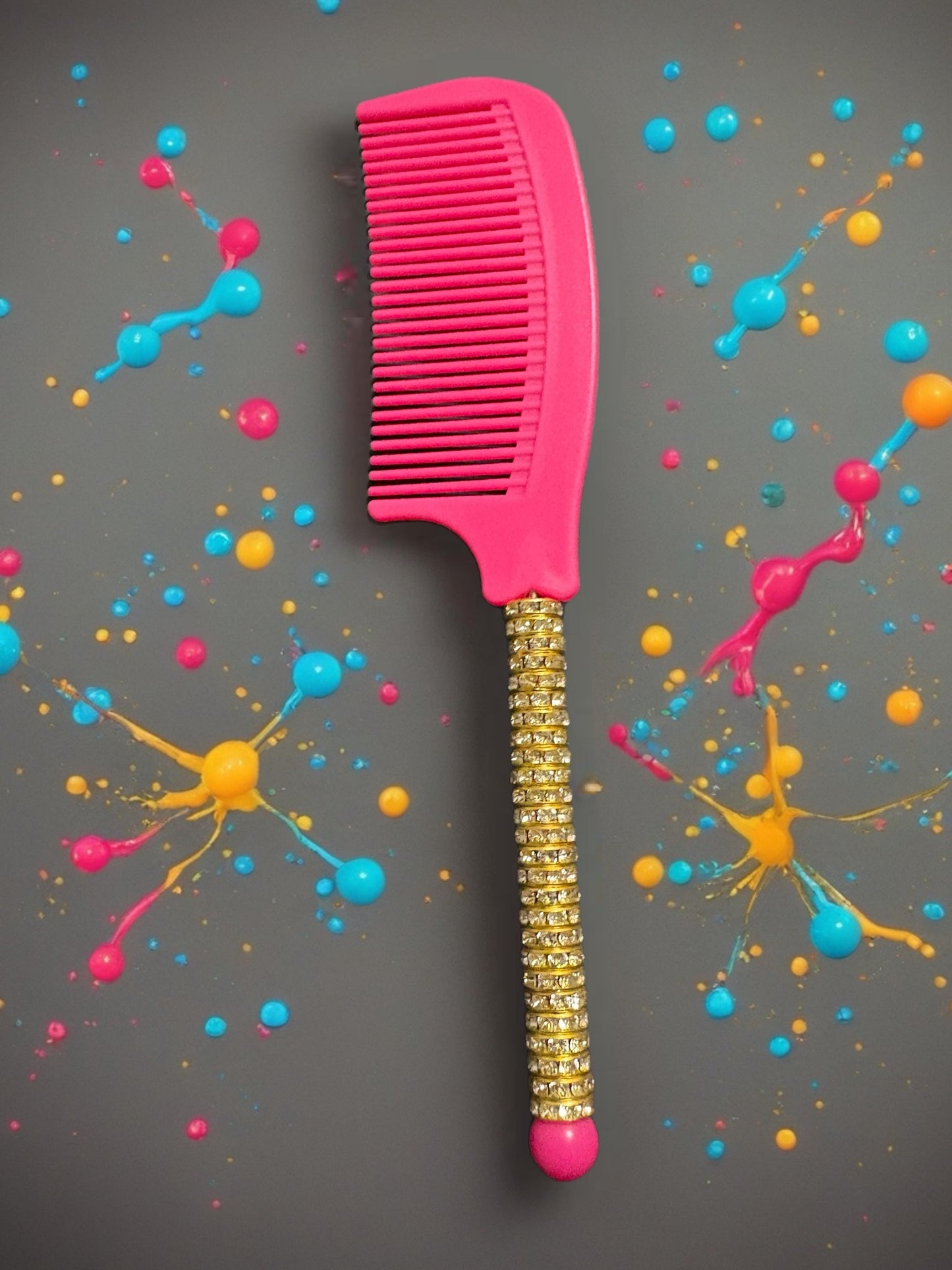 Sparkly Rhinestone Handle Comb Colorful Hair Comb for Styling Detangling Glam Beauty Accessory Gift for Her stocking filler