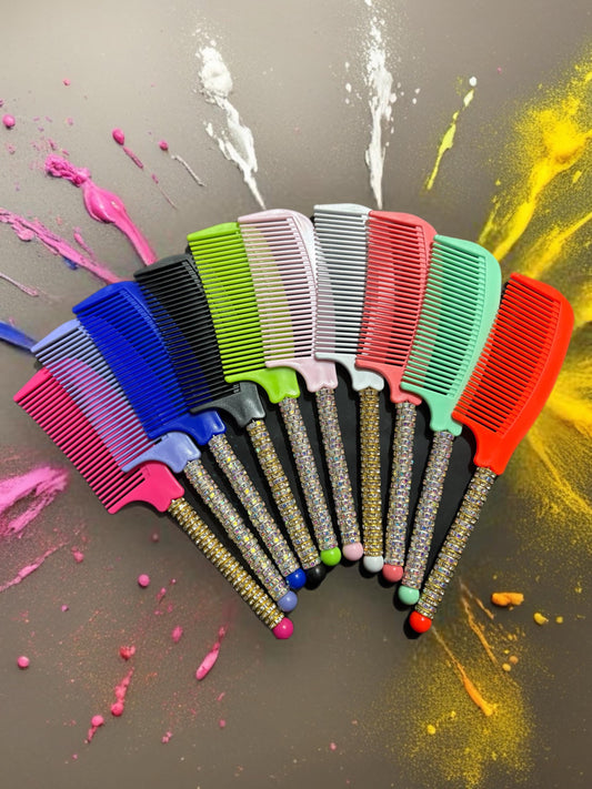 Sparkly Rhinestone Handle Comb Colorful Hair Comb for Styling Detangling Glam Beauty Accessory Gift for Her stocking filler