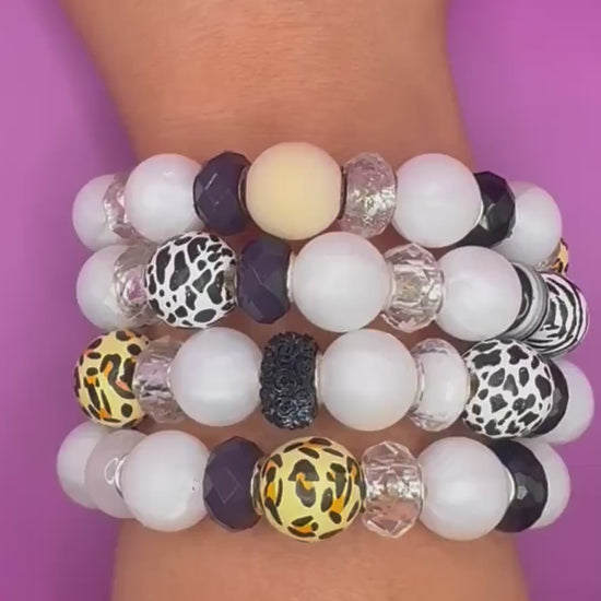 Handmade Animal Print Beaded Bracelet: Safari Glam Wraparound Statement Jewelry