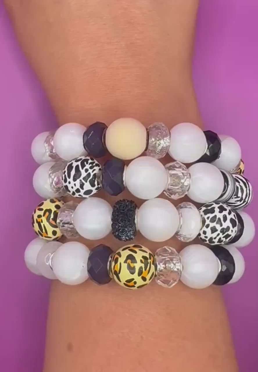 Handmade Animal Print Beaded Bracelet: Safari Glam Wraparound Statement Jewelry
