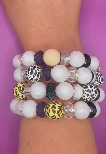 Handmade Animal Print Beaded Bracelet: Safari Glam Wraparound Statement Jewelry