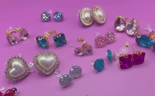 Iridescent Crystal Stud Earrings: Silver Sparkle Design